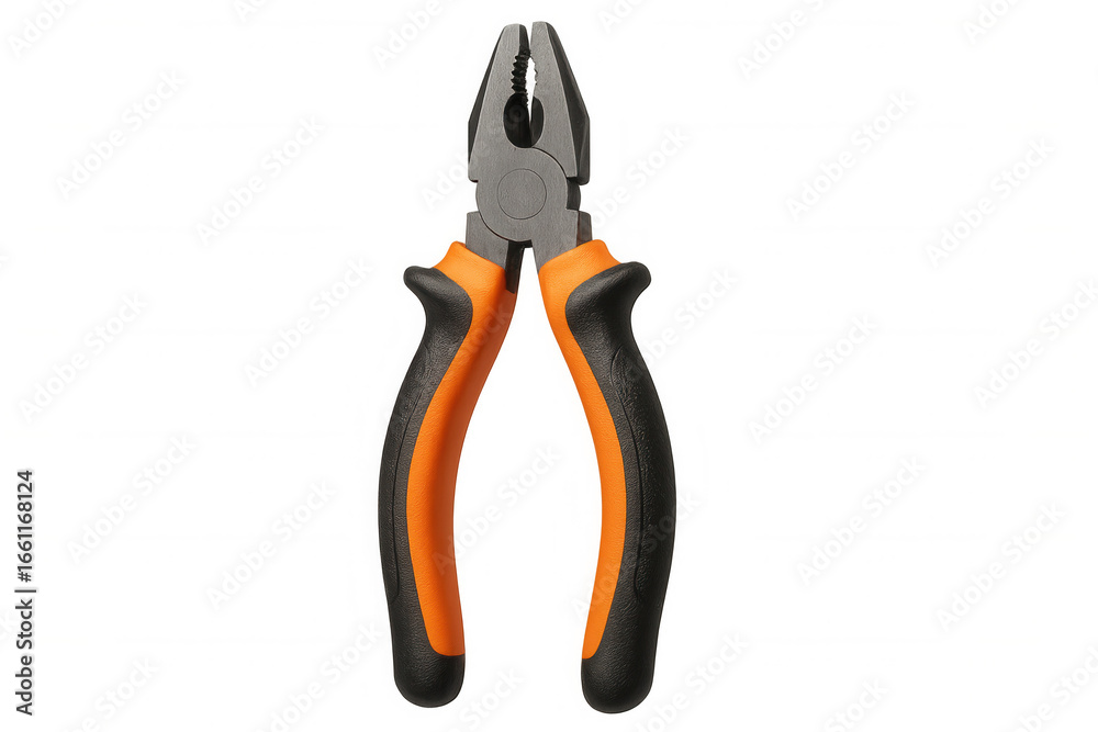 Obraz premium Combination pliers with orange and black handles isolated on a transparent background, ready for your design projects
