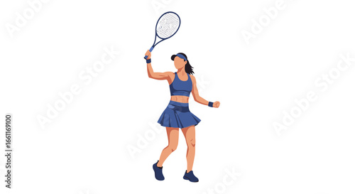 Dynamic tennis player poised to strike the ball in vector illustration