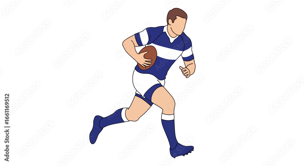 Fototapeta premium Energetic rugby player sprinting with the ball illustration art design