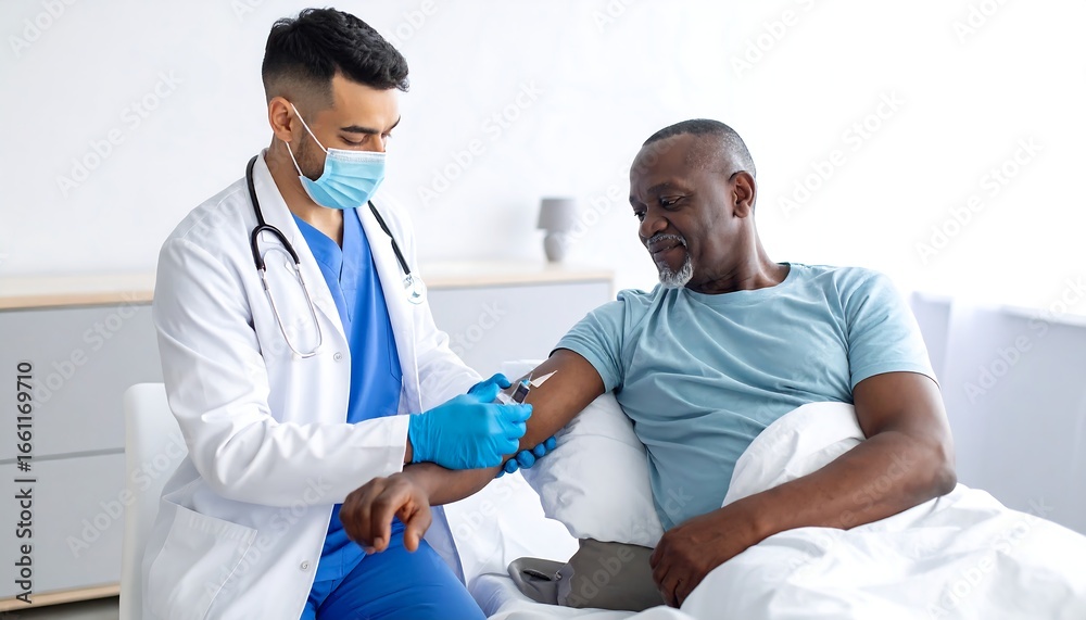 Obraz premium Doctor administering injection to patient