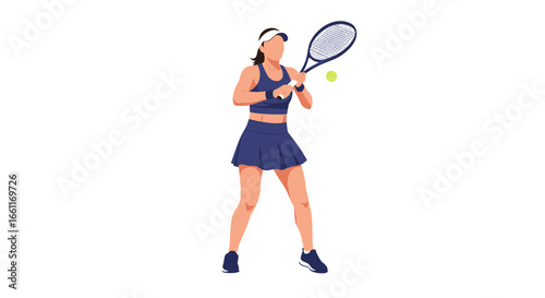 Female tennis player poised for a powerful forehand stroke on the court