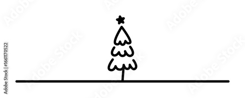 Weihnachtsbaum im Linedesign auf einer schwarzen Linie