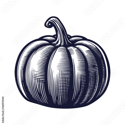 Pumpkin woodcut style drawing