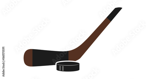 Isolated hockey stick and puck graphic for sport and activity enthusiasts
