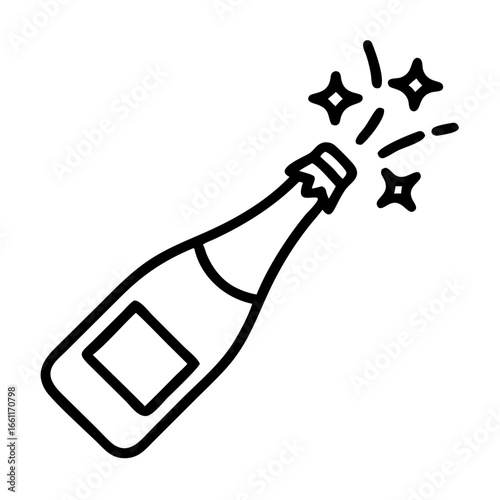 Beverage theme champagne bottle icon transparent background