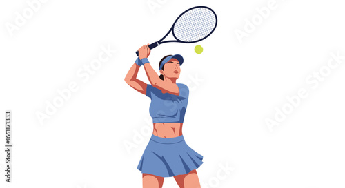 Tennis player poised for strike, showcasing power and elegance in motion