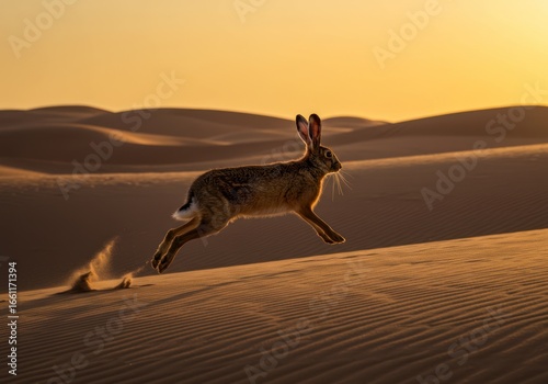Desert Hare's Golden Hour Leap A Stunning Wildlife Capture