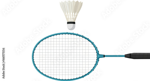 Vibrant badminton racket with shuttlecock for recreational sporting fun