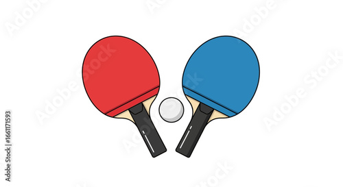 Vibrant table tennis illustration featuring red and blue paddles ready for action
