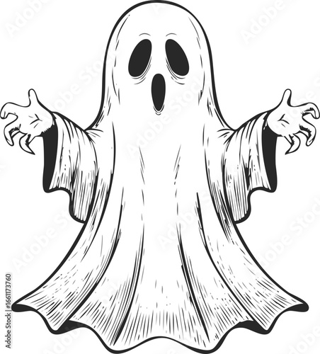 Classic Ghost with Round Eyes Halloween Clipart