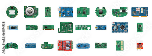 Collection of Microcircuits and Boards vector