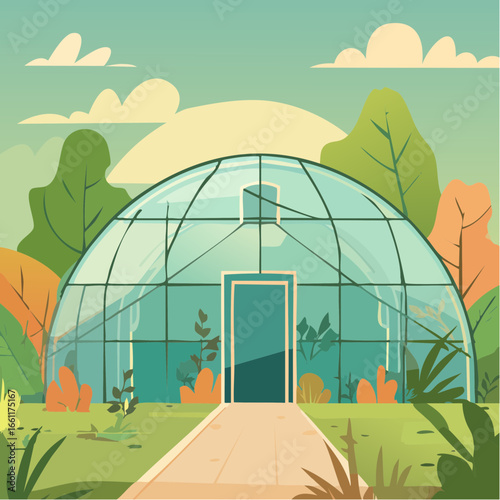 Abandoned greenhouse overgrown with wild plants