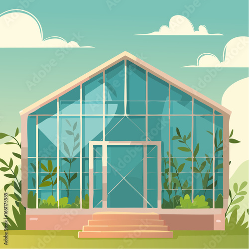 Abandoned greenhouse overgrown with wild plants