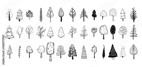 Doodle Style Trees vector 