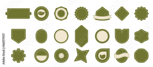 set of geometric sticker badges vector organic banner