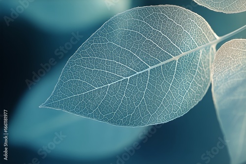 Delicate Leaf Structure Illuminated in Soft Light Showcasing Intricate Detail...
