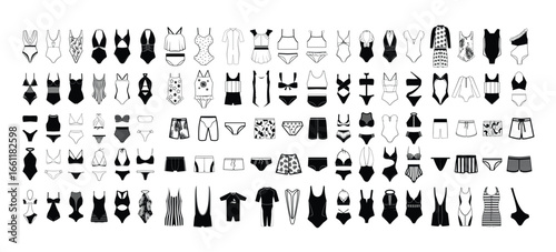 Set of Monochrome Swimwear vector