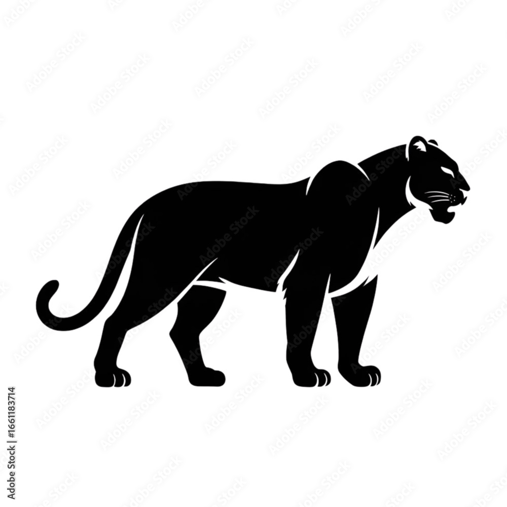 Obraz premium Majestic black panther poised in powerful stance symbolizing strength and wild elegance.