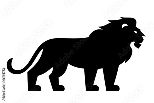Majestic lion silhouette commanding attention with powerful stance and regal mane