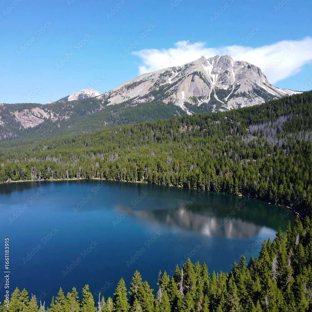 Obraz premium Mountain Lake Aerial View, Summer Day (1)