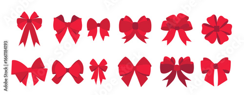  simple hand drawn red ribbon bow collection bowknot