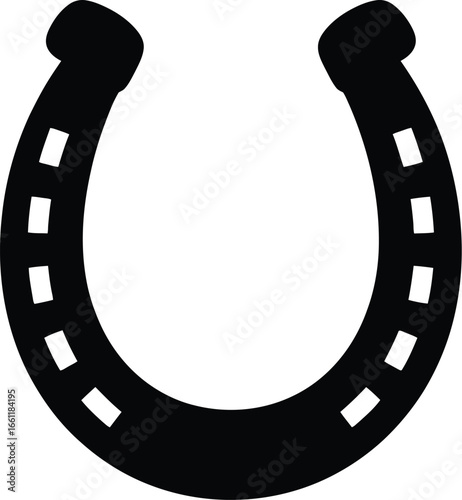 Black horseshoe with white holes metal luck