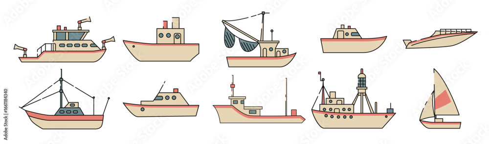 Obraz premium fishing boat vector. Trawler vector