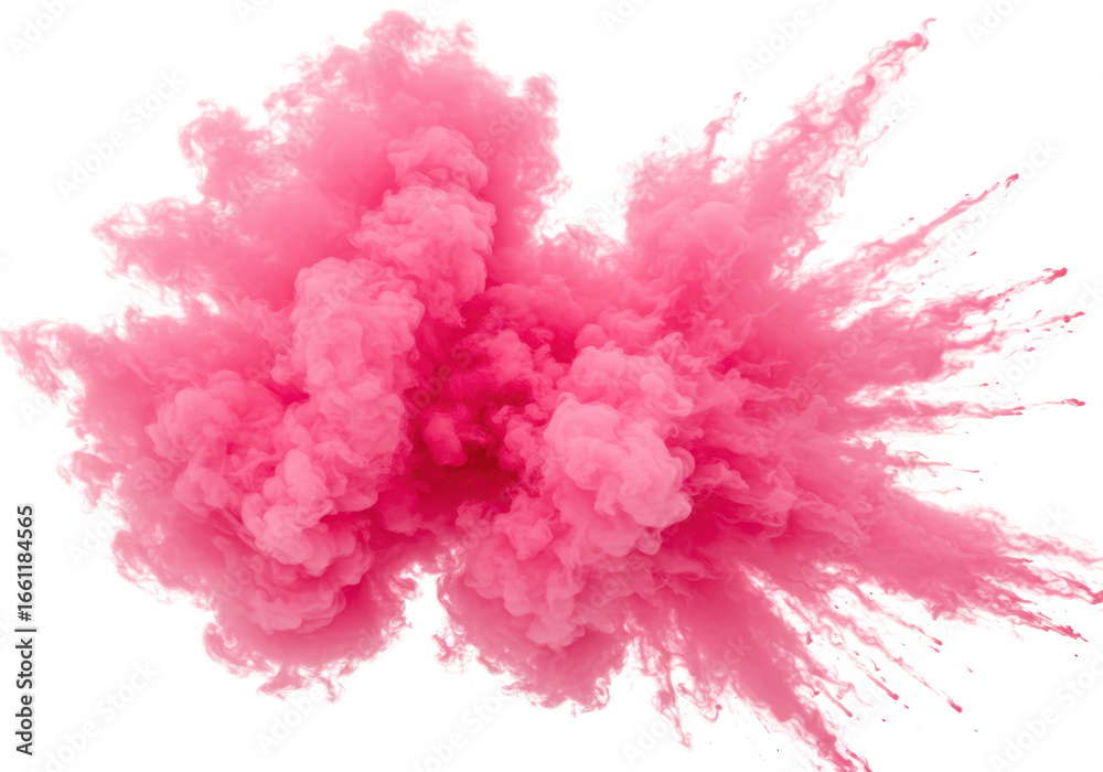 Fototapeta premium Pink smoke explosion isolated on transparent background