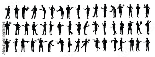 ector illustration of silhouettes of restaurant staff