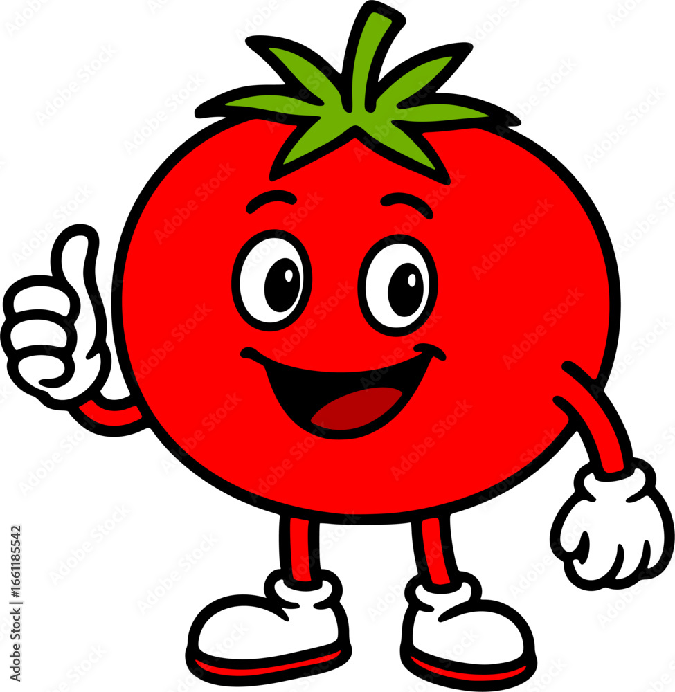 Fototapeta premium Vector Illustration, Mascot or Character, Tomato Cartoon, Transparent Background PNG