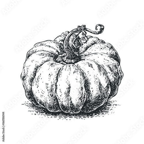 Textured Engraved Squash with Swirling Stem
