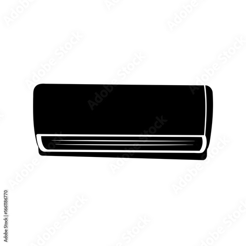 Minimalist black and white illustration of an air conditioning unit for climate control