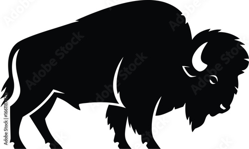 Black bison silhouette buffalo animal