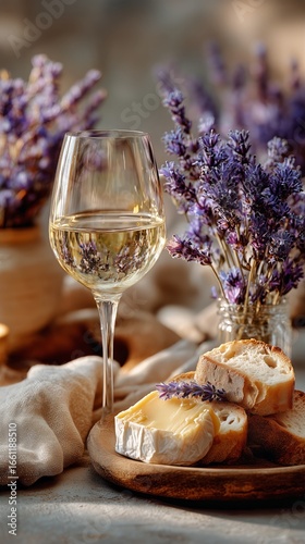 Delightful Wine and Cheese Pairing With Lavender Accents in a Cozy Setting