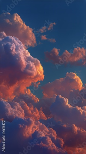 Colorful Sunset Clouds Illuminate the Sky Over a Tranquil Landscape at Dusk i...