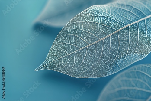 Delicate Leaf Structure Illuminated in Soft Light Showcasing Intricate Detail...