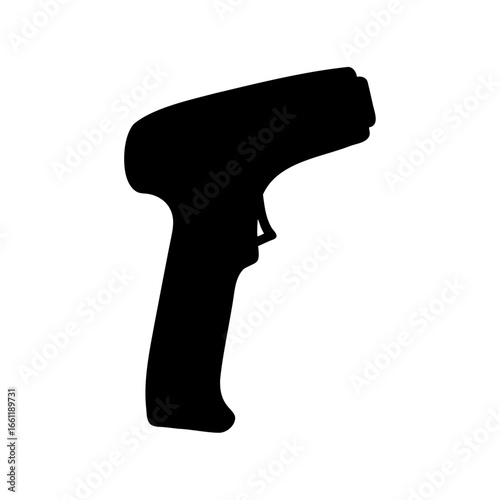 Black and white silhouette of a modern non contact infrared thermometer