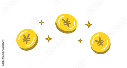 お金が光るアイコンイメージ。ポイ活。Shining money icon image. Point activities.