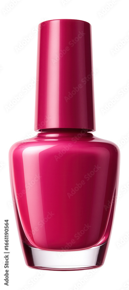Nail polish bottle with a glossy pink finish Nail polish bottle with a glossy pink finish