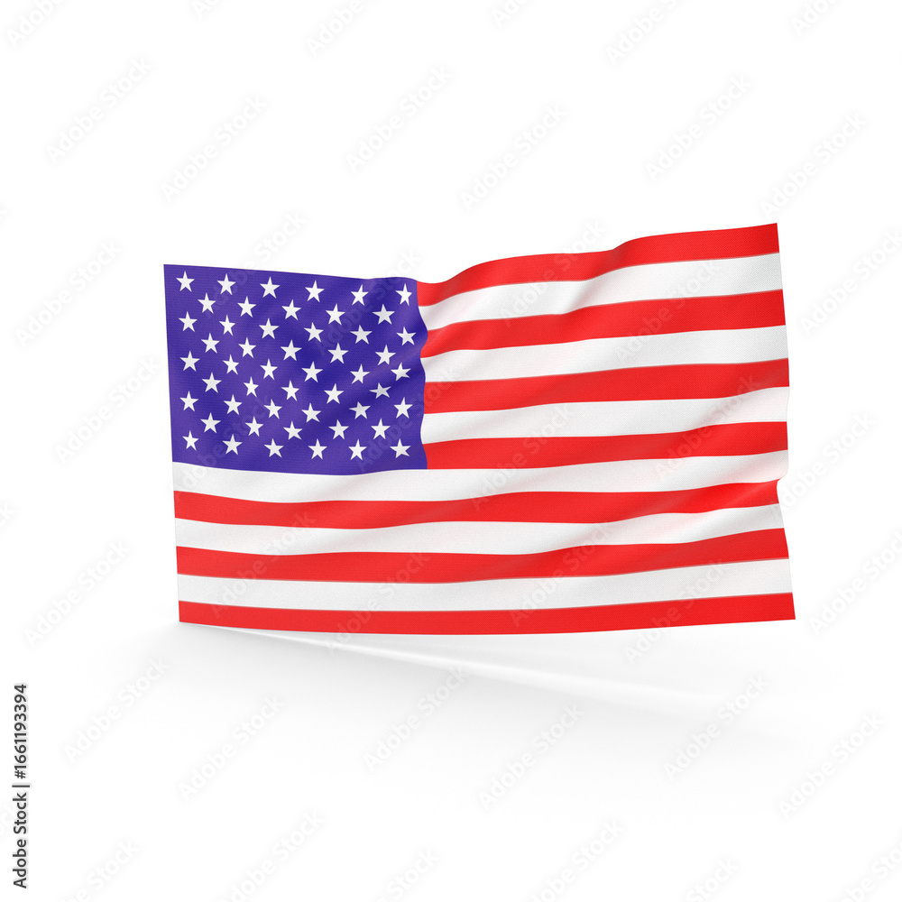 Fototapeta premium USA Flag Waving, American Banner, 3d Png, Transparent background