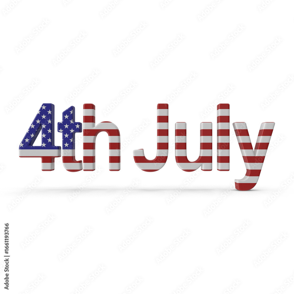 Fototapeta premium Patriotic 4th of July Text Graphic, 3d Png, Transparent background