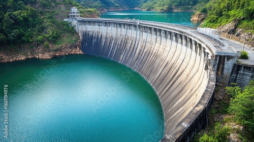 Stunning panoramic view of Bangwad Dam, Phuket, with curved shoreline and natural beauty all around