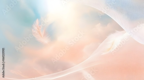 Ethereal pastel fabric with dreamy sky glow