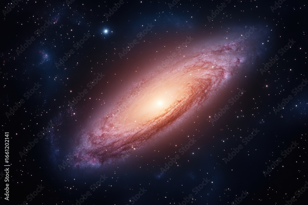 Obraz premium Bright spiral galaxy amidst stars in deep cosmic space