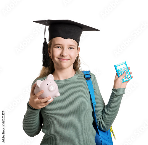Little girl in mortar board...