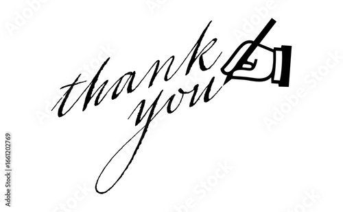 Thank You - 手書き風の筆記体で書いたThank You（ありがとう）の文字（カリグラフィー）
