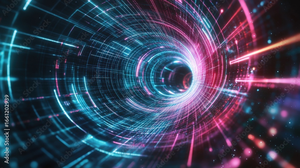 Obraz premium Abstract futuristic tunnel background