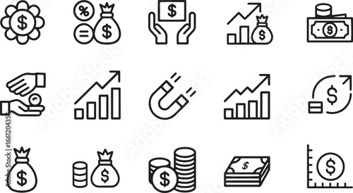 Profit line icon. Growth, revenue, money, income icons set. editable vector