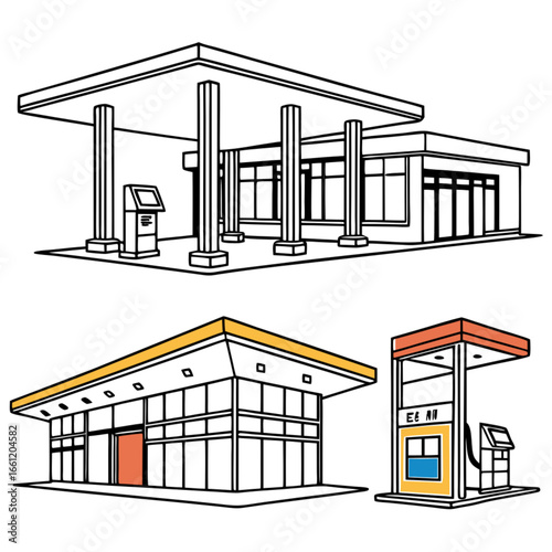 Modern Gas Station Designs A Collection of Architectural Illustrations