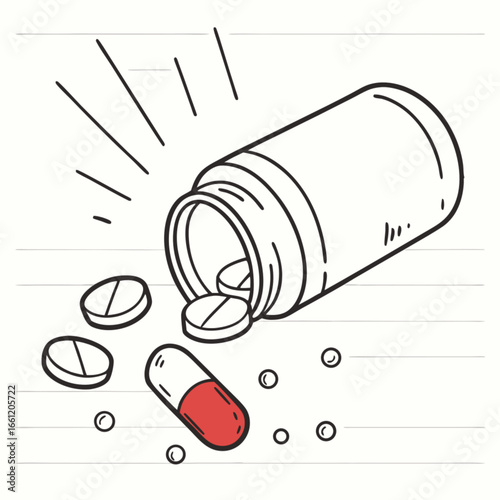 Pills spilling A look at medication, health, and pharmaceutical in an image